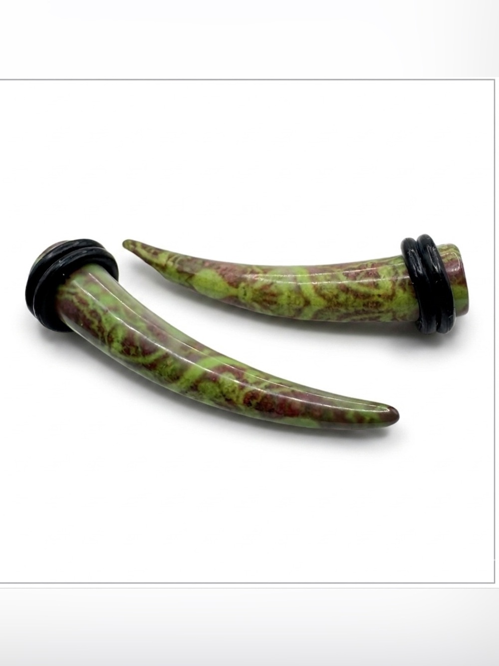 2G Faux Stone Acrylic Talon Plugs Gauges Heavy Duty Green Brown Horn Tapers 6mm